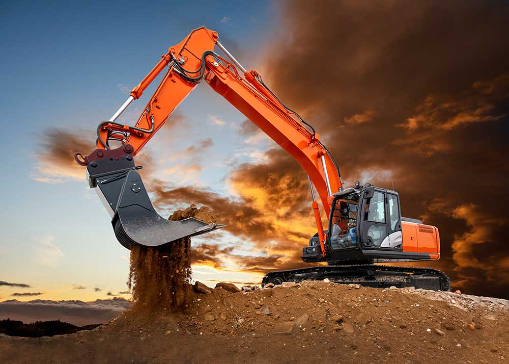 Bagger arbeitet auf einer Baustelle