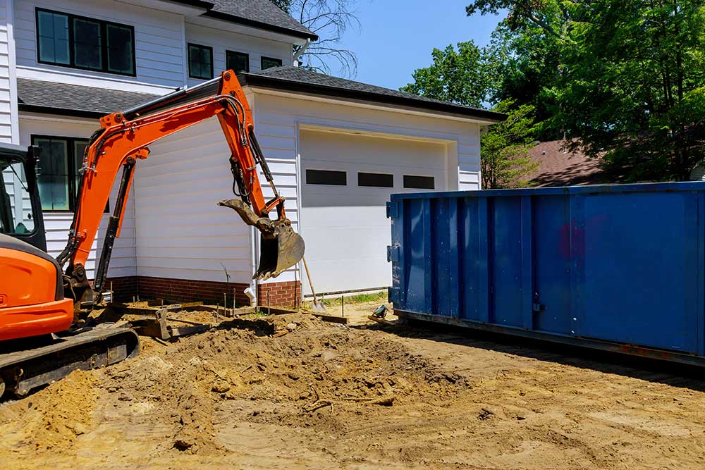 Minibagger auf der Baustelle zum Arbeiten 